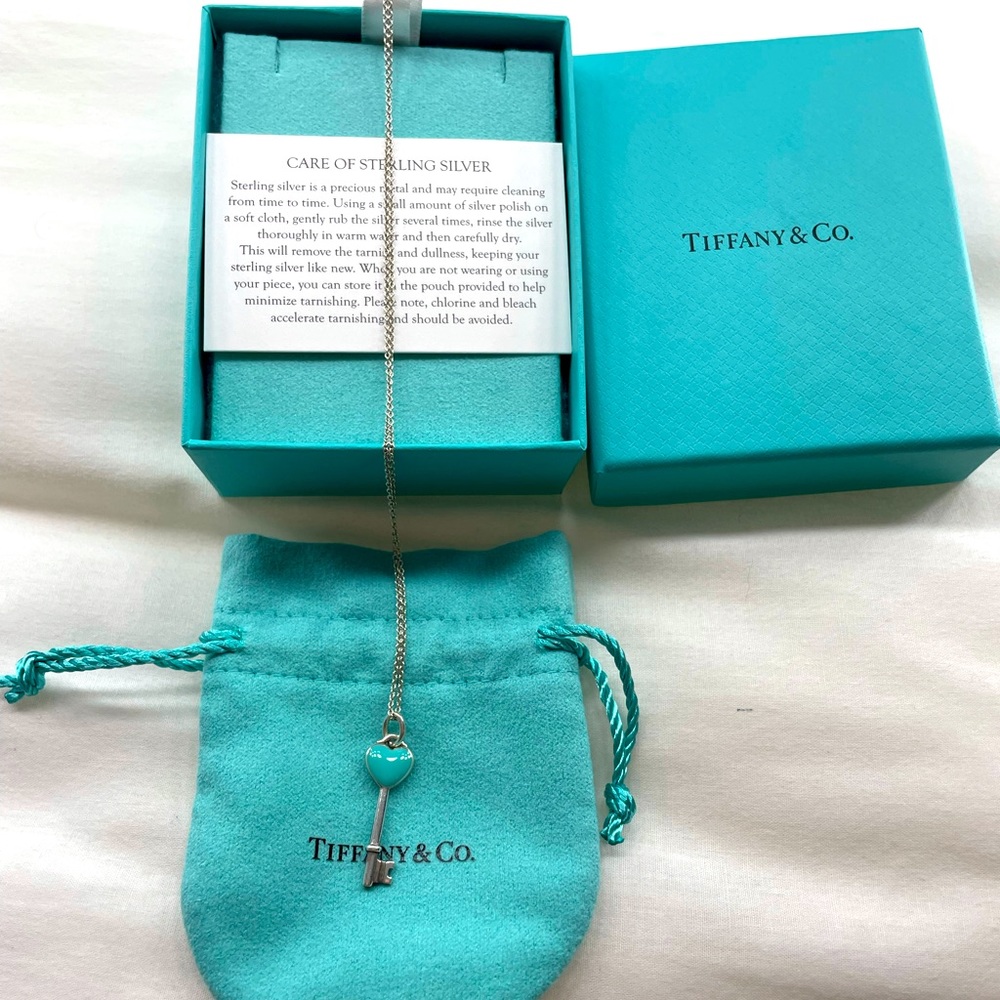 Tiffany Blue and Silver Key Necklace